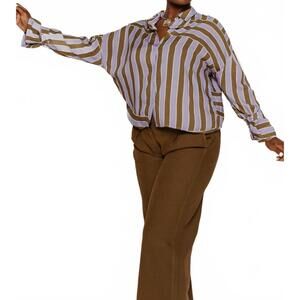 NEW SKFK lone oversized shirt in khaki/lavender